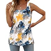 XIEERDUO Summer Tank Tops for Women Square Neck Loose Fit Casual Fashion Flowy Sleeveless
