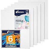 Artkey Canvases for Painting 16x20 Inch 6-Pack, 10 oz Primed 100% Cotton White Blank Flat Canvas Boards, Art Paint Canvas Panels for Acrylic Oil Watercolor Tempera Paints