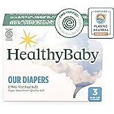 HealthyBaby Our Diapers | EWG Verified Safe & Plant-Based Diapers | Absorbent for Leak Protection | Soft Organic Cotton Shell