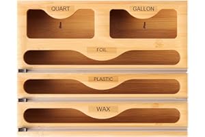 Ziplock Bag Organizer - 5-in-1 Wrap Organizer With Cutter And Labels | Wall Foil And Wax Dispenser | Multifunctional Wrap Dis