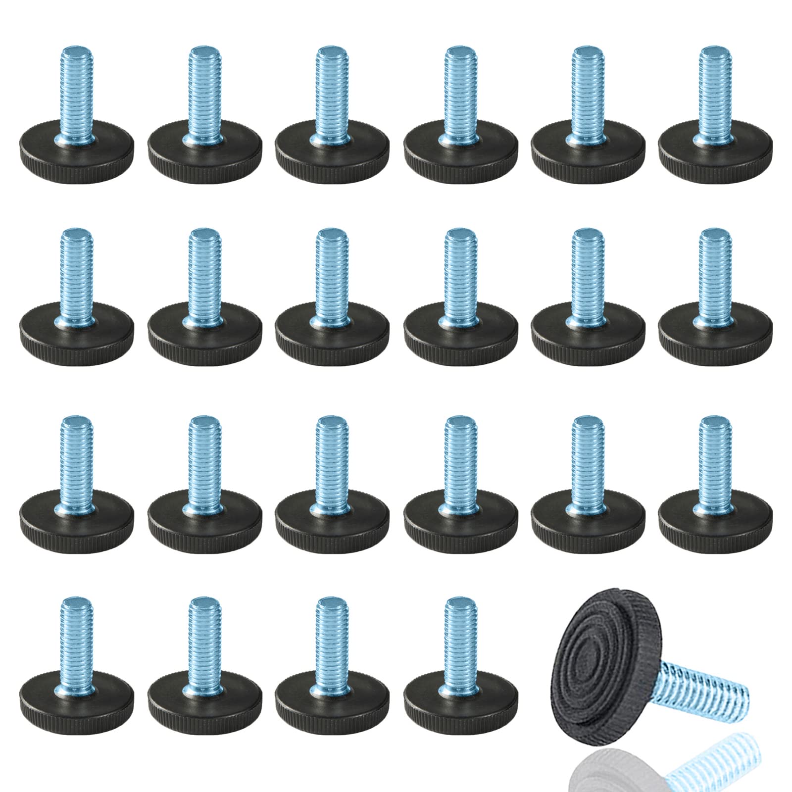 Photo 1 of WAFJAMF 24 PCS M8 Thread Adjustable Furniture Levelers Screw in Threaded, Adjustable Levelers Feet Screw On Furniture Glide Leveling for Table, Chair, Furniture Legs (M8 Thread)