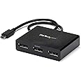 StarTech.com 3-Port USB-C Multi-Monitor Adapter, USB Type-C to 3x DisplayPort 1.2 MST Hub, Triple 1080p 30Hz DP Laptop Display Extender / Splitter, Extra-Long Built-In Cable, Windows (MSTCDP123DP)