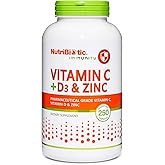 NutriBiotic – Vitamin C + Vitamin D3 & Zinc, 250 Capsules | Potent, Comprehensive Immune Support | Essential & Antioxidant Daily Supplement | Gluten & GMO Free
