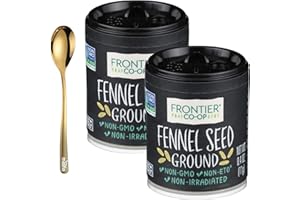 moofin Ground Fennel, 0.4 Oz, Organic Fennel Seeds, Versatile For Savory Dishes, Bundled with Golden SS Spoon, Ideal For Seasoning Fish,Salads, Natural Ground Fennel Seed Powder [Pack of 2]