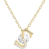 JHWYSPA 14K Gold Plated Initial Necklace for Women | Cubic Zirconia Letter Dainty Necklaces for Women | Alphabet Pendant Jewelry