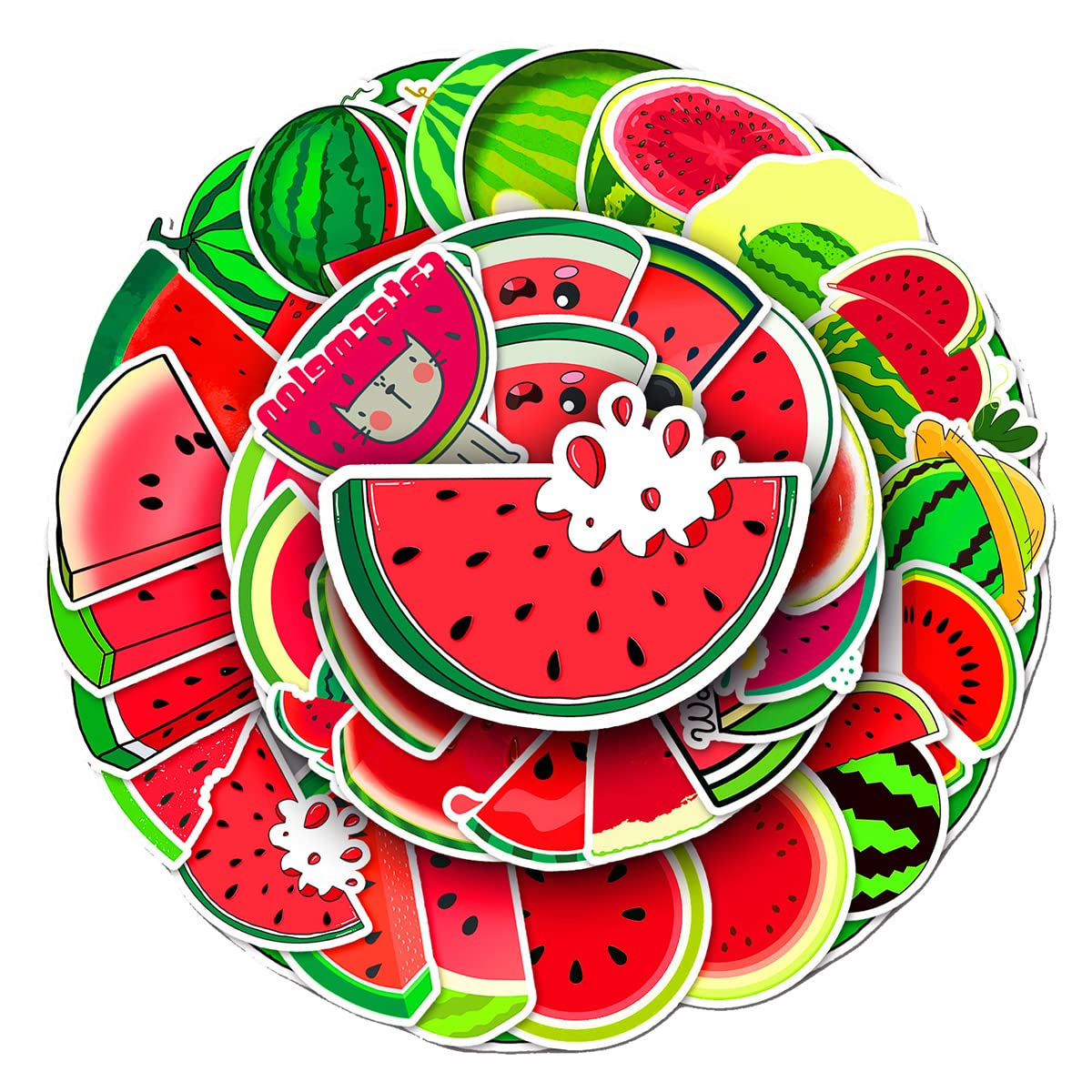 Vivid Watermelon Vinyl Stickers, 50 PCS Waterproof Watermelon Decals for Laptops, Scrapbooking, Journals, Notebooks, Water Bottles, Suitcases, Phones & DIY Decor
