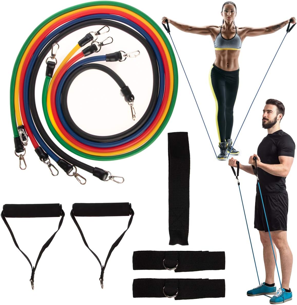 Weightnot (11 Piece Resistance Bands for Women or Men Legs and Butt Exercise Band Set Gym Fitness
