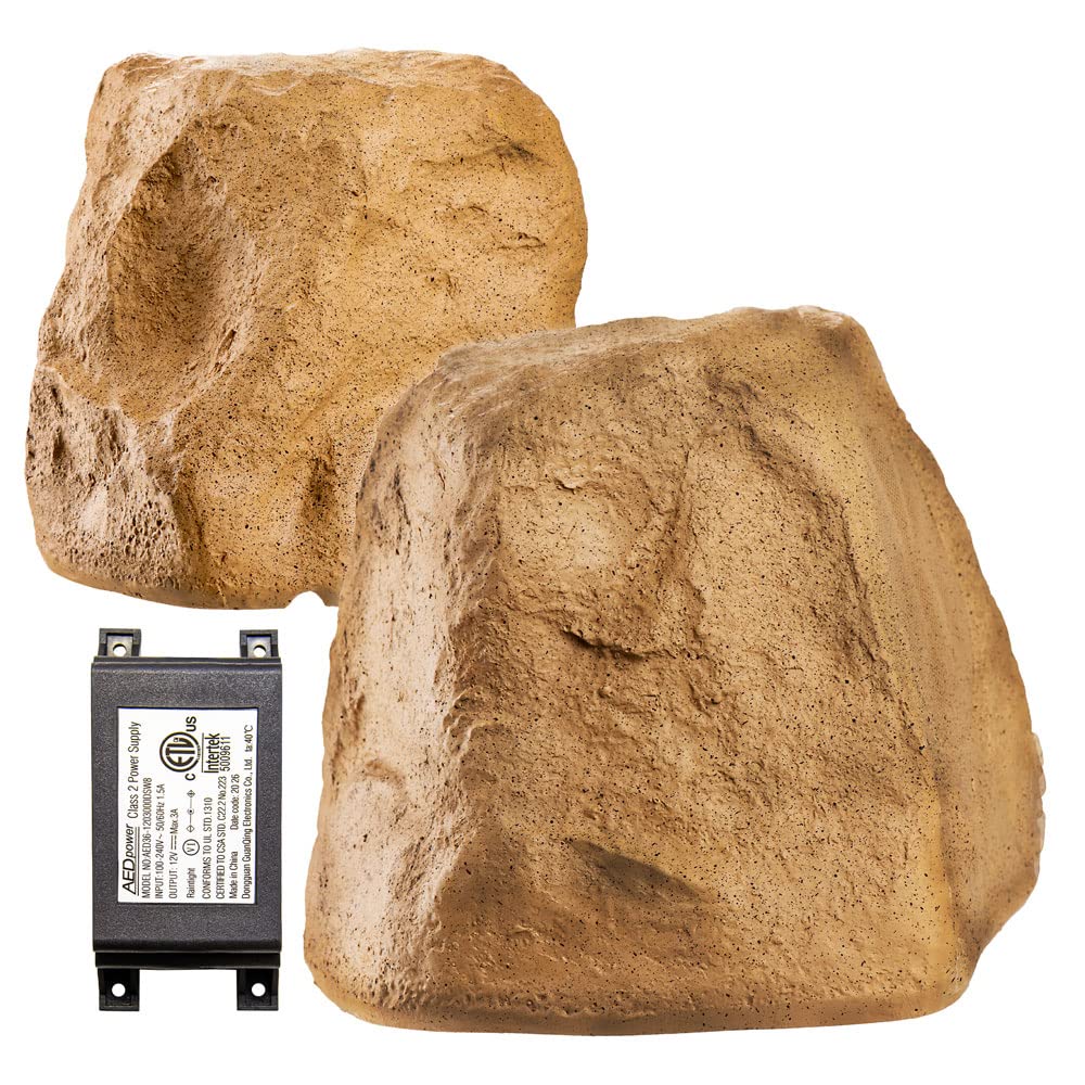 OSD Audio 5.25" Wireless Bluetooth Outdoor Rock Speaker 120W – Weather Resistant, Sandstone Canyon Brown - BTR-150