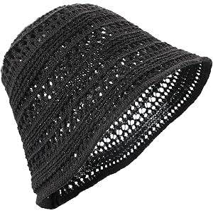 JUXCOKO Women's Beach Bucket Hat Fisherman Cap Hollow Mesh Lightweight Breathable Sun Hat for Summer
