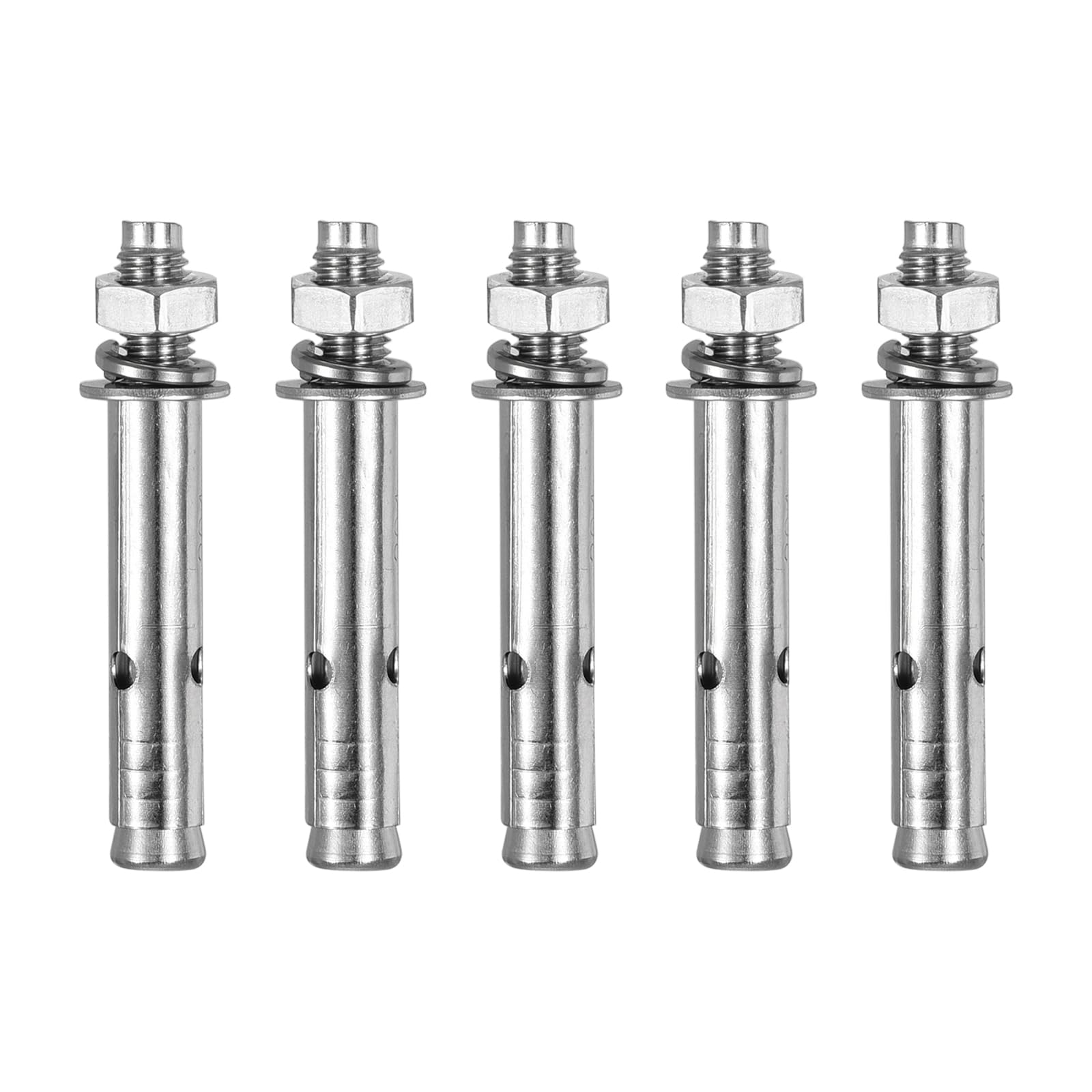 DTGN M8 x 70 Hex Expansion Bolts - 5Pack - Good for Concrete Dry Brick Block Walls - 304 Stainless Steel - Silver