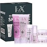 LXSKN Skin Care Set - Face Care with Cleanser Face Scrub Toner Serum Gel Moisturiser & Hydrating Cream to Reveal Glowing Skin