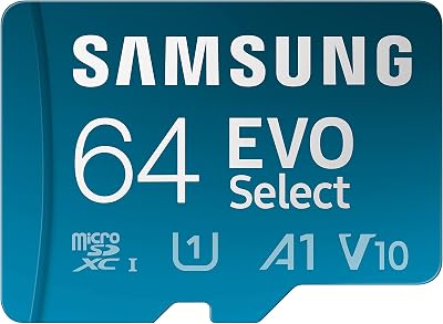 Samsung EVO Select 64GB microSD Card + SD Adapter UHS-I U3 4K UHD 160MB/s Read
