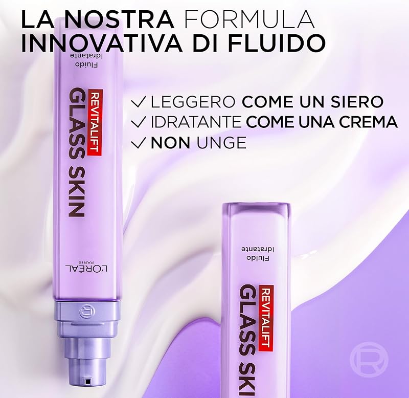 L'Oréal Paris Revitalift Filler Glass Skin Fluido Idratante, 70ml