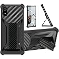 bojioderf Cloud Stratus C8 2024 Case Compatible for Cloud Mobile Stratus C8 Phone Case Stand Cover [with Tempered Glass Screen Protector] Hybrid Case [Folding Support Magnetic] Black
