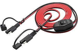 AAOTOKK SAE Extension Cable 16 AWG Wire Harness 12V-24V DC SAE to SAE Cable with Switch Quick Connect/Disconnect Snap Action Cable for Motorcycle Cars,Camp Trailer Solar Panels(2.4m/7.8ft-Switch)