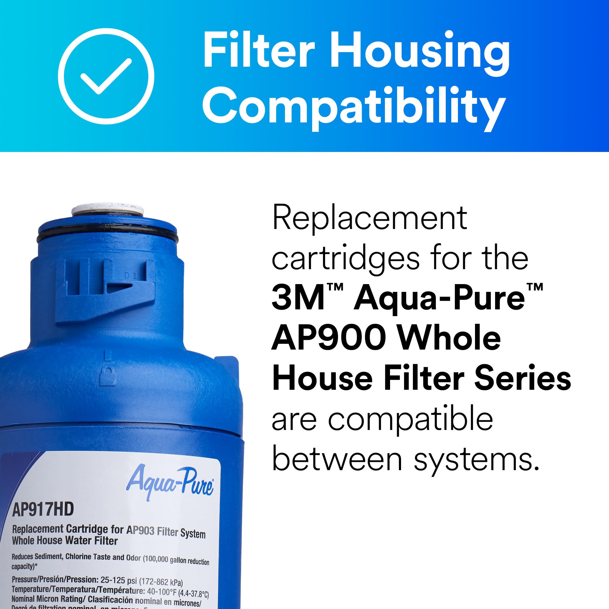 3M Aqua-Pure Whole House Water Filter, 3M Genuine Replacement Filter AP917HD for AP903 System, Quick Change Filter Design, Reduces Chlorine, Taste and Odor, Sediment, Dirt and Rust