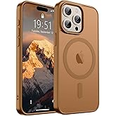 SUPFINE Magnetic for iPhone 15 Pro Max Case (Compatible with MagSafe) (Military Grade Drop Protection) Translucent Matte Shockproof Phone Cover,Brown