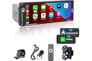 [Wireless] Alondy Single Din Car Stereo with 6.9" Touchscreen Compatible with Apple CarPlay/Android Auto Bluetooth AM/FM Radio Type-C USB 2.1A Fast Charge Rear View Camera Mic