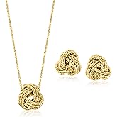 Ross-Simons Italian 14kt Yellow Gold Love Knot Jewelry Set: Necklace and Stud Earrings. 16 inches