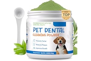 Dog Dental Powder, Dog Teeth Cleaning Powder with Probiotics, Dogs Dental Care for Targets Tartar & Reduces Plaque & Bad Brea