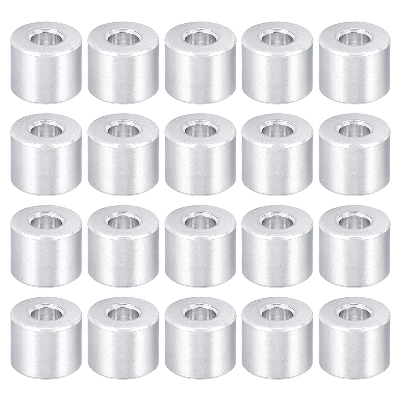 PATIKIL M4 Aluminum Spacer, 20 Pack 4.2mm ID x 10mm OD x 8mm L Metal Spacer Aluminum Round Plain Finish Spacer Screw Standoff for 3/16" or M4 Screw Bolts — image 1