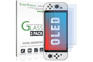 amFilm Tempered Glass Screen Protector Compatible with Nintendo Switch OLED model 2021 (3-Pack)