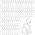 Cositina 50 Pack Acrylic Photo Frame Keychain Clear Photo Insert Blank Keychain Rectangle Picture Frame Keyring Holder for Men Women DIY Projects