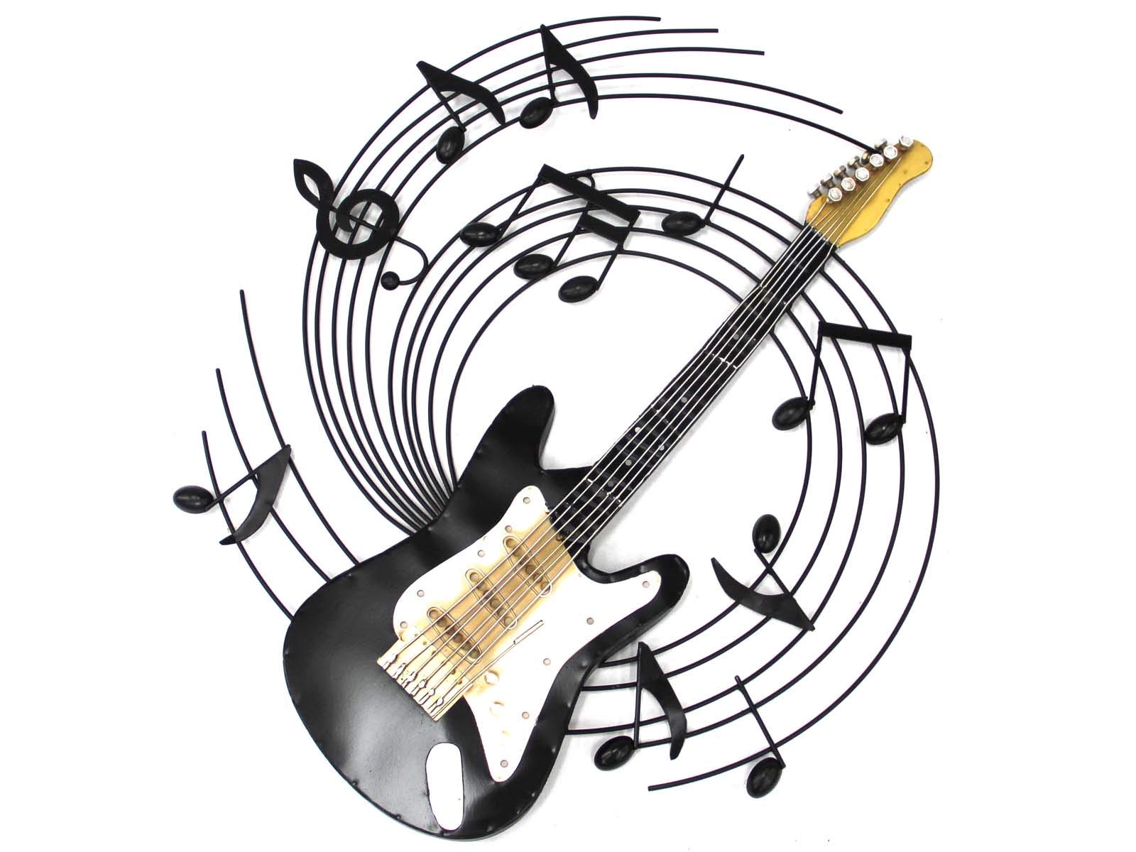 BWA New Contemporary Metal Wall Art Picture Or Sculpture – Electric Guitar Music Swirl