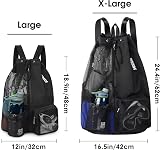 WANDF Swim Bag Mesh Drawstring Backpack with Wet Pocket XL Black view 2