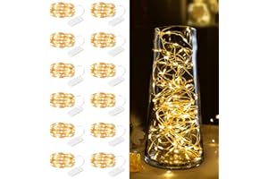 MINETOM 12 Pack Fairy Lights Battery Operated -7ft 20 LED Silver Wire String Lights Waterproof Mini Firefly Lights for Bedroom, Wedding, Mason Jars, DIY, Crafts, Christmas Garlands, Party Decor