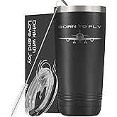 Onebttl Pilot Gifts for Men, Aviation Gifts, 20oz Stainless Steel Insulated Tumbler with Lid, Laser Logo, Born to Fly