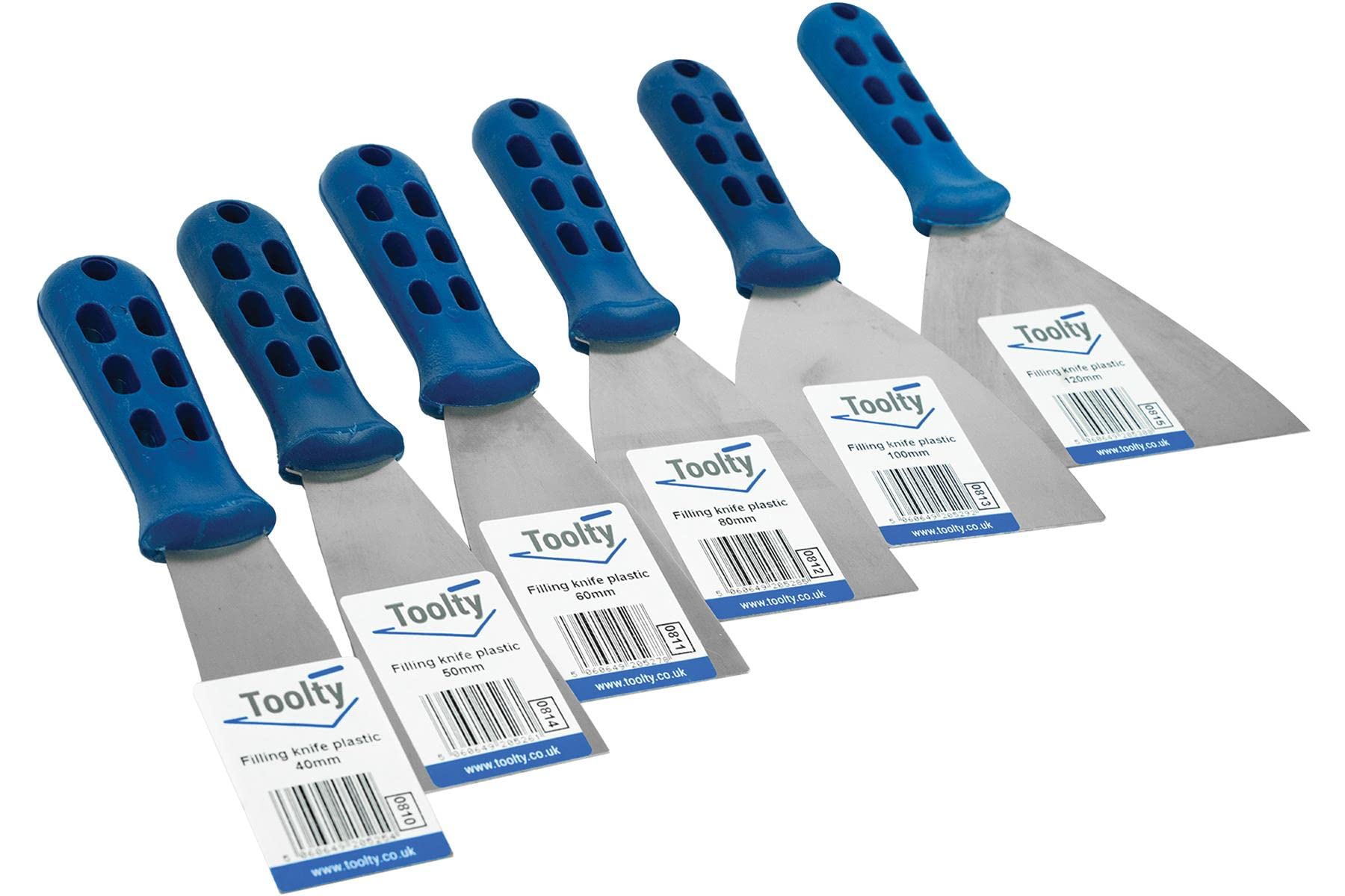 Toolty Stainless Steel Filling Knife, Flexible Wall Putty Knife, Drywall Scraper, Finishing Coat Spatula - Set 40, 50, 60, 80, 100, 120mm - DIY - TLTY-S036