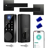 Fingerprint Keyless Entry Door Lock with 2 Handle Set, Smart Deadbolt Lock | APP Control,5-in-1 Keyless Entry, Auto Lock, IP54 Waterproof, One-Time-Passcode, Easy Install for Front Door