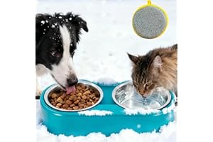LOYALA Heated Cat Food & Water Bowls for Outside Pets, 2 Stainless Steel Heated Cat Bowl 24 OZ Each, Waterproof Heated Pet Bowl for Outside Cat Dog Bird, No More Frozen Food or Water in Winter