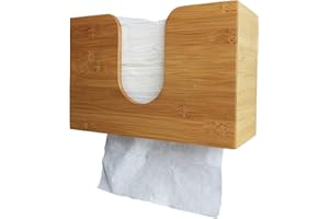 Sooyee Paper Towel Dispenser Wall Mount,Bamboo Trifold Paper Towel Dispenser Countertop,Paper Towel Holder for Bathroom,Kitchen, Office,Toilet