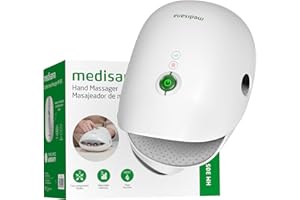 Medisana Hand Massager with Heat and Compression & Stretching, Multi-Customize Massage Modes & Intensities, Memory Fuction, Wrist Plam Finger Massager for Arthritis and Carpal Tunnel Relief, White
