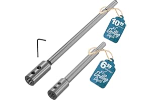 Fulton 6" & 10" Forstner Bit Extension Set – Heavy Duty Steel 3/8 Drill Bit Extension, Adds Up to 8-1/2" Drilling Depth to Forstner Bits for Woodturning, Furniture & Carpentry