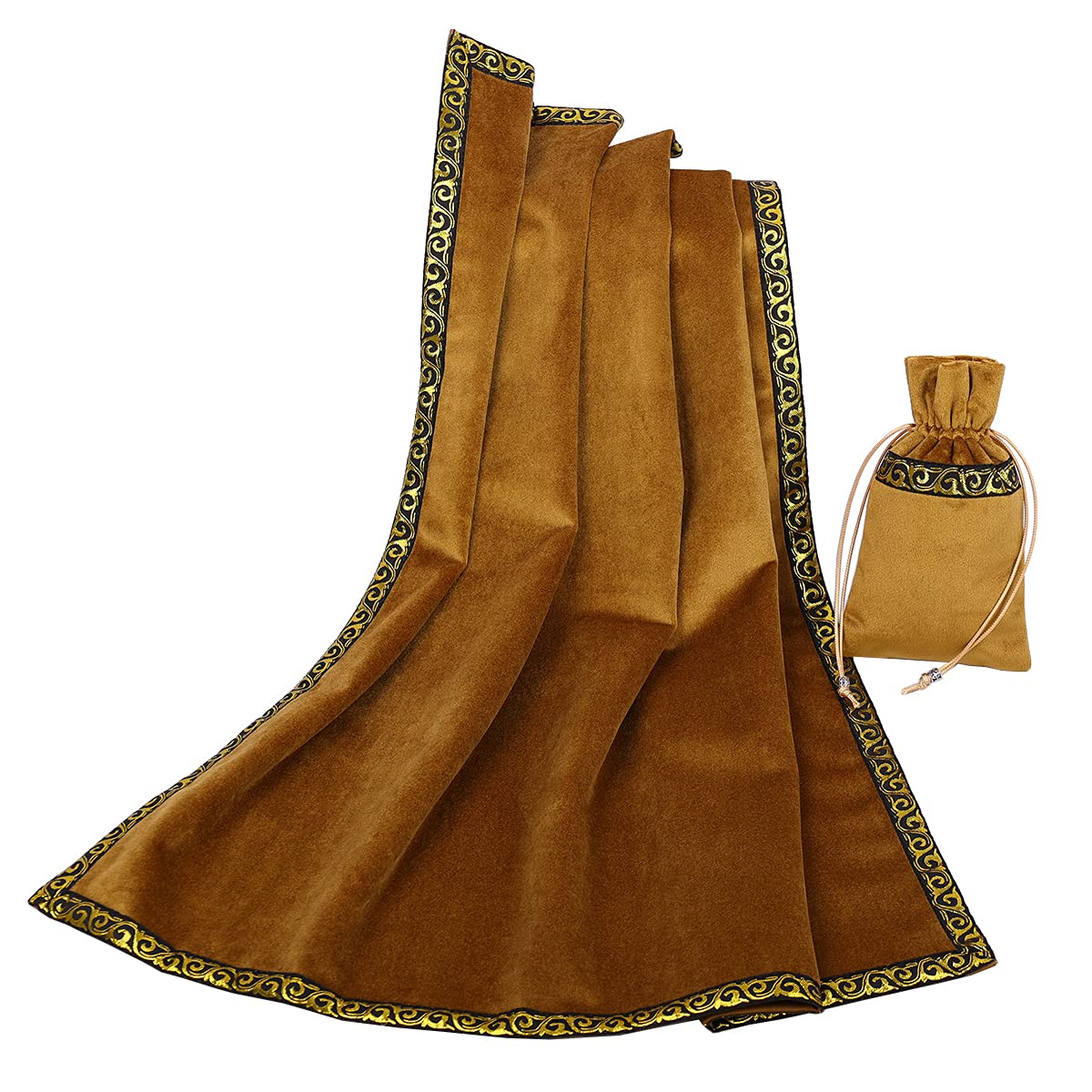 BLESSUME Altar Tarot Tablecloth Divination Wicca Velvet Cloth with Tarot Pouch (Yellow 1)