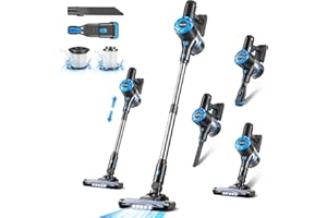 Moolan Cordless Vacuum Cleaner, 6 in 1 Portable Cordless Stick Vacuum with 28KPa Powerful Suction, Lightweight Rechargeable Vacuum Cleaner for Home Hardwood Floor
