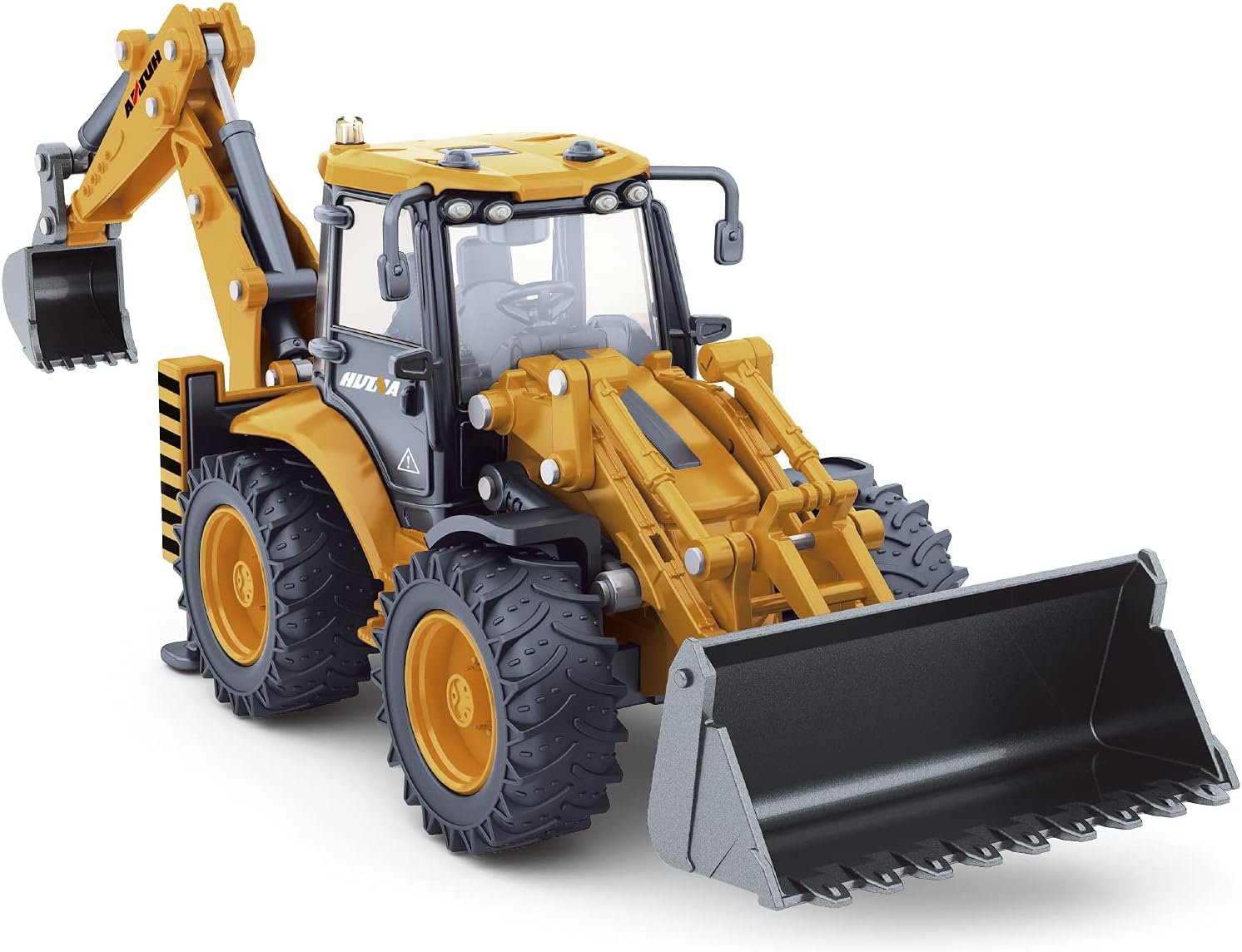 Photo 1 of **BACK BUCKET BROKE OFF**Dollox Die-cast Excavator Backhoe Front Loader Truck 1/50 Metal Engineering Vehicle Construction Tractor Model Collection Bulldozer Back Hoe Truck Decoration Toy Gift for Kids