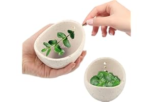 VELARIONNA Pottery Herb Stripper Bowl, Handmade Ceramic Herb Peeling Cup with Different Hole Sizes for Separating Leaves and Stems(Color:White)