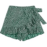 MakeMeChic Women's Boho Floral Wrap Mini Shorts Ruffle Elastic Waist Tie Skorts 2026 Summer Beach Vacation Shorts