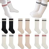 BEHELE Baby Knee High Socks Girl Boy Infant Toddler Newborn Cotton Seamless Kids Uniform Tube Stockings Socks 6 Pairs