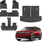 Thinzyou Floor Mats Compatible with 2024 2025 2026 Hyundai Santa Fe Cargo Liner Fit Gas&Hybrid TPE All Weather Back Seat Cover Protector Santa Fe Accessories (Trunk Mat with Backrest Mat+Floor Mats)