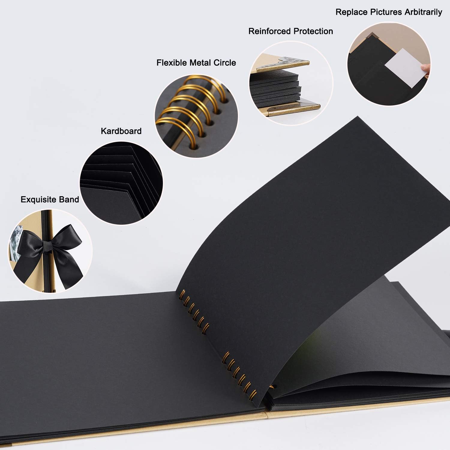 Scrapbook Photo Album, DIY Craft Paper Photo Book 80 Pages, DIY Handmade Album Scrapbook Set, Records Anniversary, Wedding, Graduation, Travelling, Baby Shower Gift, Contains Metal Pen, (Kraft) : Office Products