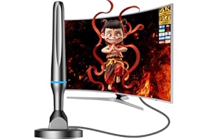 DGUPSP Digital TV Antenna for Smart Tv Indoor TV Antenna for Tv Without Cable with Strong Magnetic Base, 360° Reception HD Antenna for TV Indoor 4k -10FT Long Cables（Blue+Black）