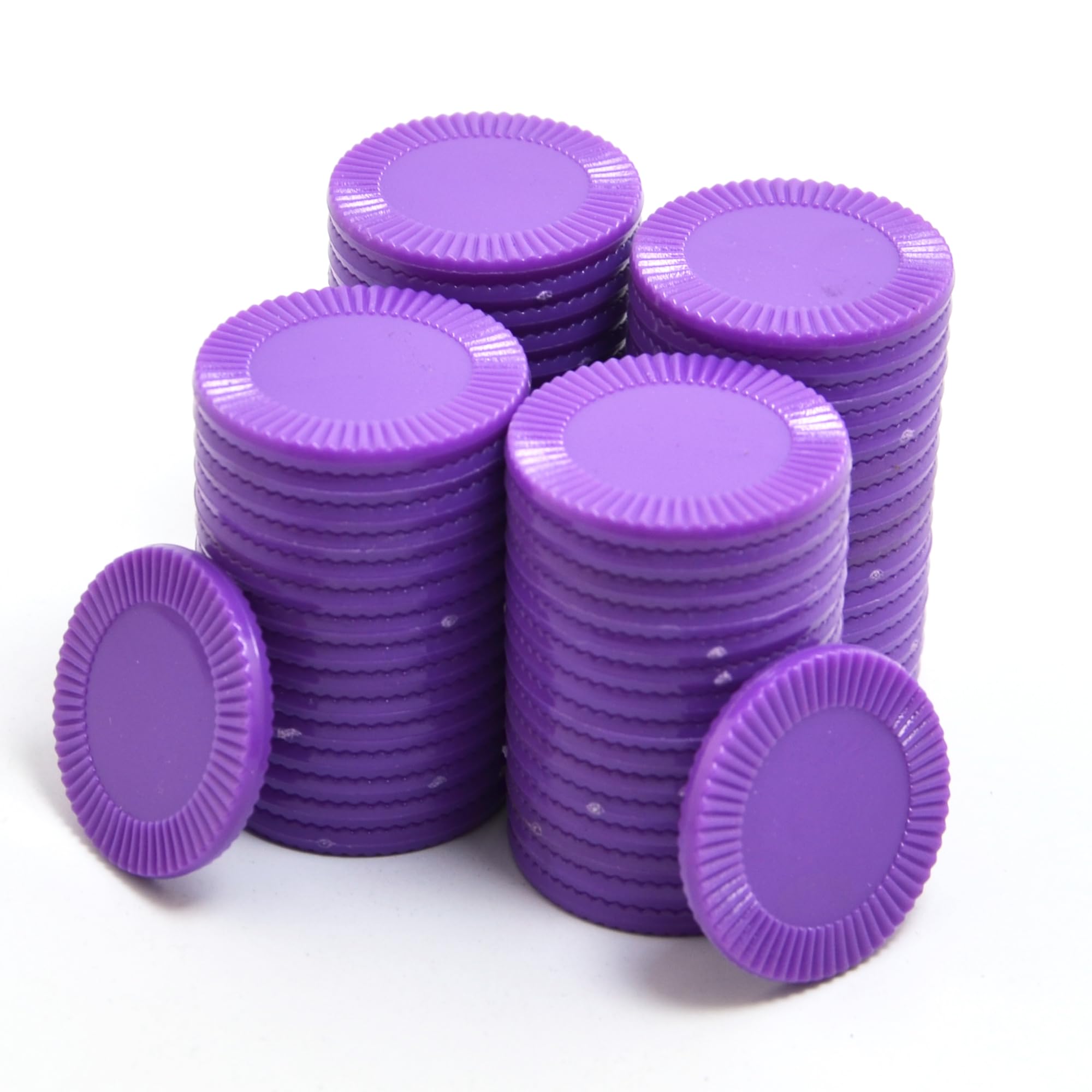 Smartdealspro 32mm Opaque Plastic Learning Counters Mini Poker Chips Games Tokens with Storage Box (Sunflower, 64pcs, Purple)