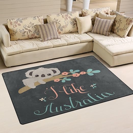 Amazon Com Welllee Area Rug 2 7 X1 8 Cute Koala Laying On Floral