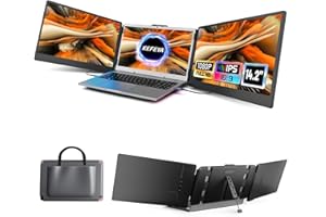 KEFEYA Laptop Screen Extender, 14.2" Portable Triple Monitor for Laptop with Full HD IPS Display, Monitor Extender Compatible with Mac, Windows, Chrome, Fits 13-17 Inch Laptops