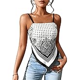 SOLY HUX Women's Paisley Print Bandana Hem Cami Top Spaghetti Strap Tie Back Summer Tops